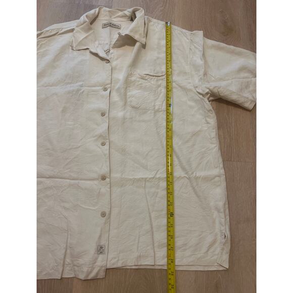 Tommy Bahama Shirt High Class Hotel 100% Silk Rayon Camp Shirt Men's XL Cream - Picture 6 of 7